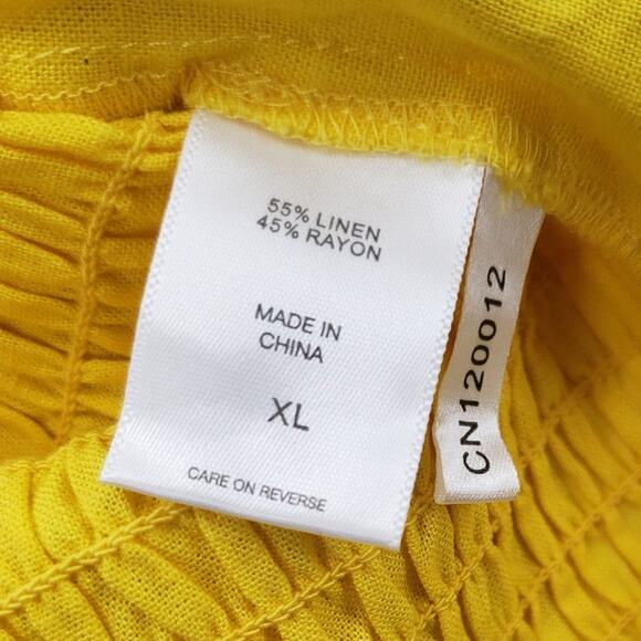 New York & Company Linen Blend Yellow Top Womens Size XL Extra Large *NWT - Picture 6 of 6
